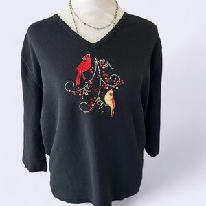 Black Distinct long sleeve top with bird design